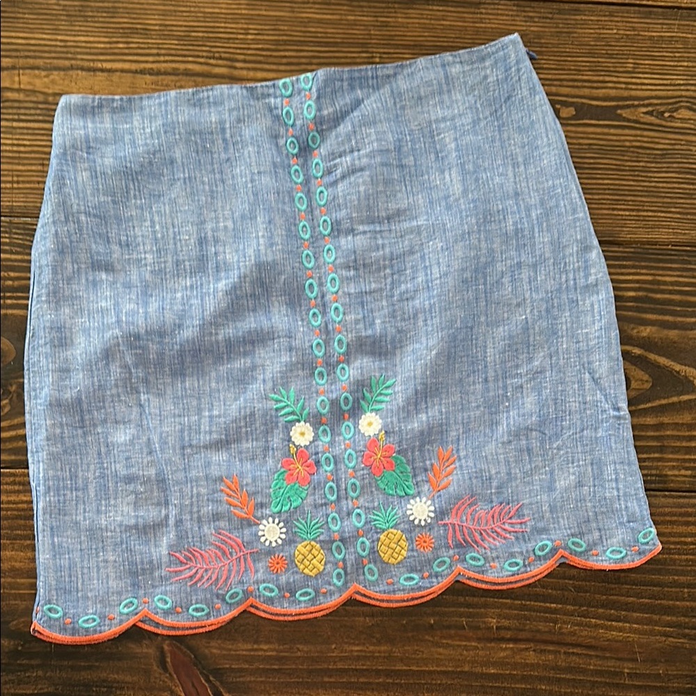 Talbot's Blue Embroidered Skirt